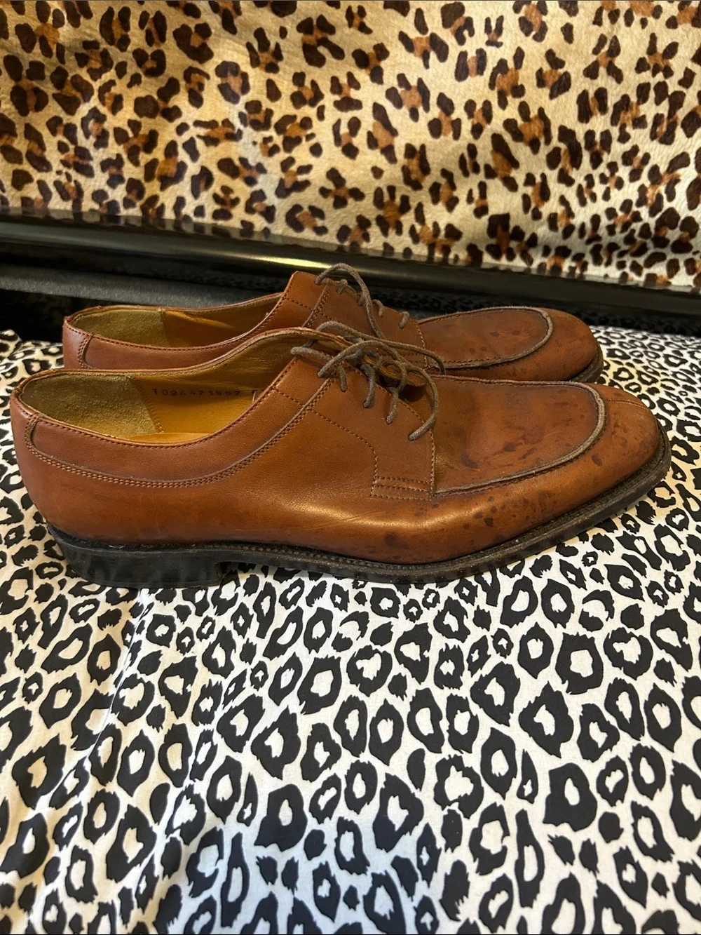 Salvatore Ferragamo Men's Tan Brown Leather Derby Shoes